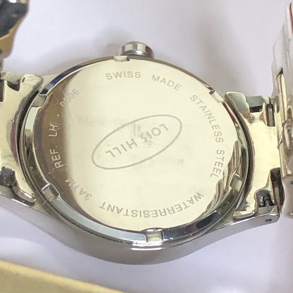 LOIS HILL Sterling Silver Large Round White Face Alternating Links Swiss Watch - Picture 10 of 17